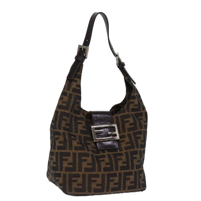 FENDI Zucca Canvas Mamma Baguette Shoulder Bag Black Brown  ep4223