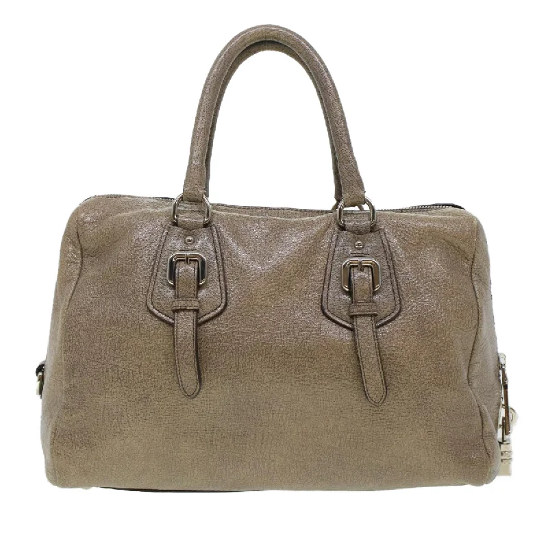 PRADA Hand Bag Leather Gray  am4570