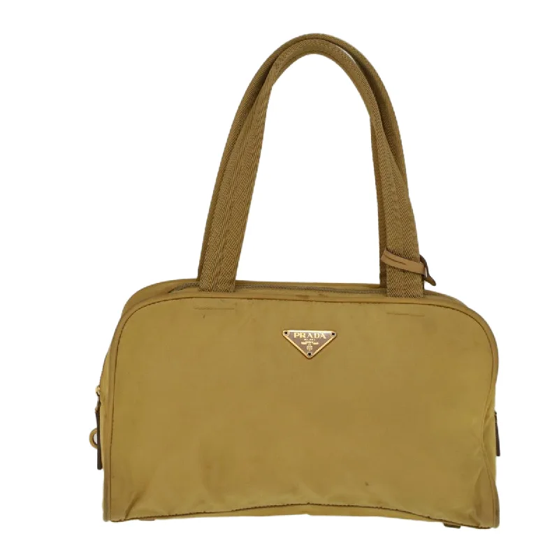 PRADA Hand Bag Nylon Beige  57754