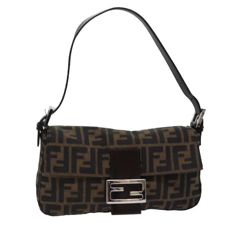 FENDI Zucca Canvas Mamma Baguette Shoulder Bag Black Brown  am6402A