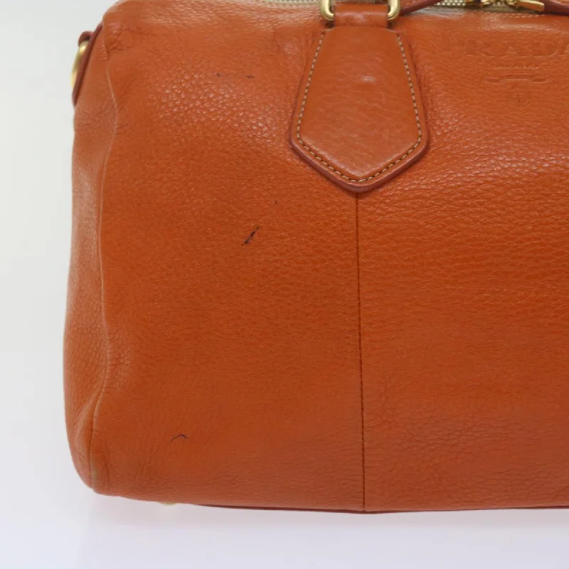 PRADA Hand Bag Leather Orange  am5447