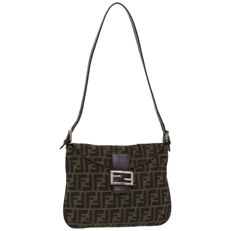 FENDI Zucca Canvas Mamma Baguette Shoulder Bag Brown Black  ep4942