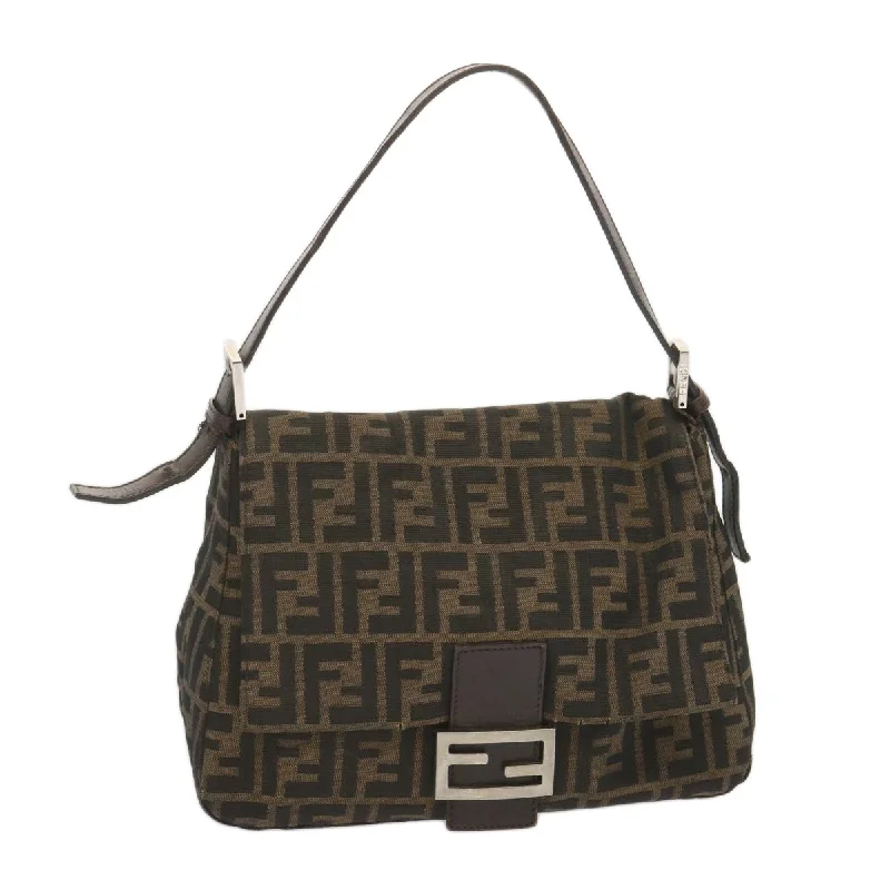 FENDI Zucca Canvas Mamma Baguette Shoulder Bag Black Brown  tb1055