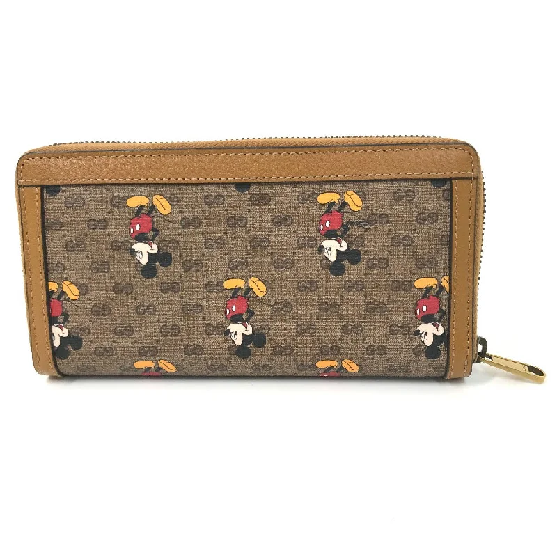 GUCCI Long Wallet Purse 602532 GG Supreme Canvas Beige x brown Mini GG Supreme DISNEY Collaboration Mickey Mouse Women Used