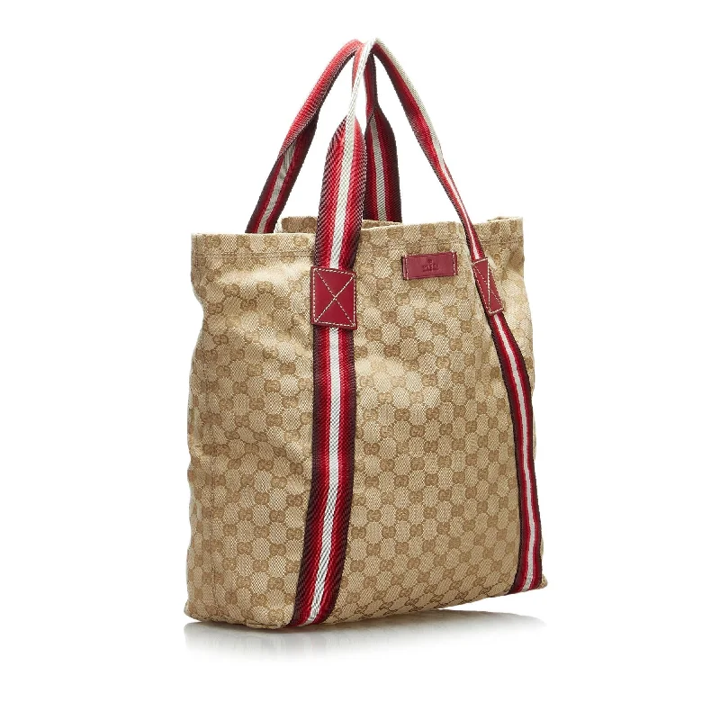 Gucci GG Canvas Web Tote (SHG-X8bRab)