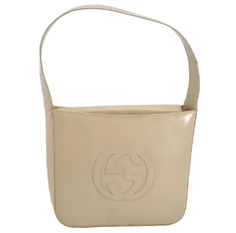 Authentic GUCCI Vintage Shoulder Bag Purse Enamel White Cream Junk 1596K