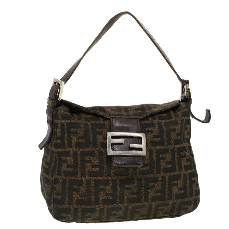 FENDI Zucca Canvas Mamma Baguette Shoulder Bag Black Brown  bs5426