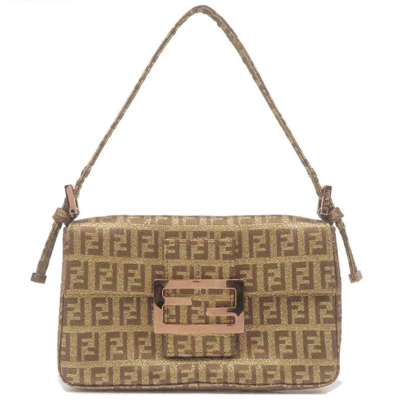 FENDI Zucchino Mamma Baguette Canvas Mini Shoulder Bag 8BK006