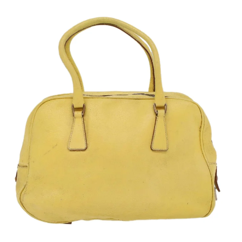 PRADA Hand Bag Leather Yellow  cl744