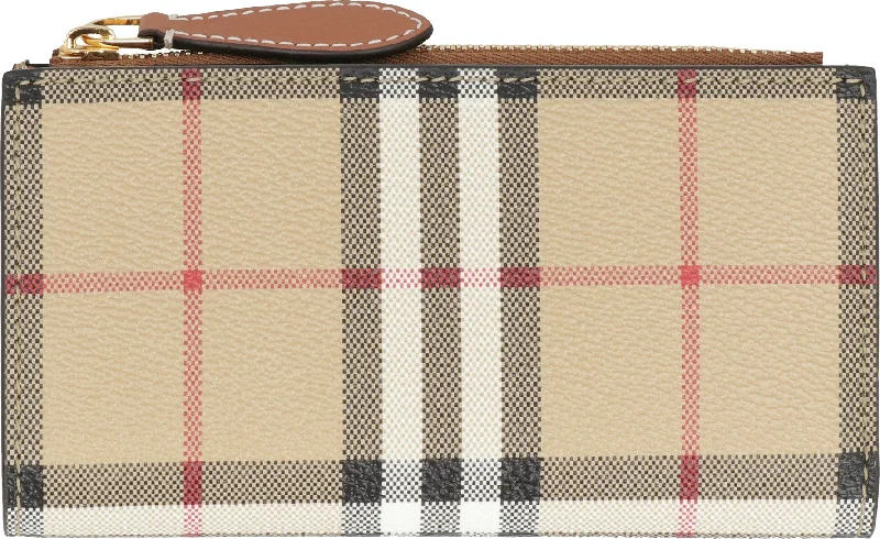 Women's Check Print Wallet in Beige | 8079203143231 Color A7026