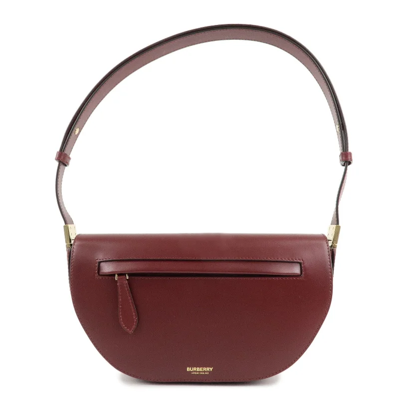 BURBERRY Leather Small Olympia Bag Shoudler Bag Burgundy -