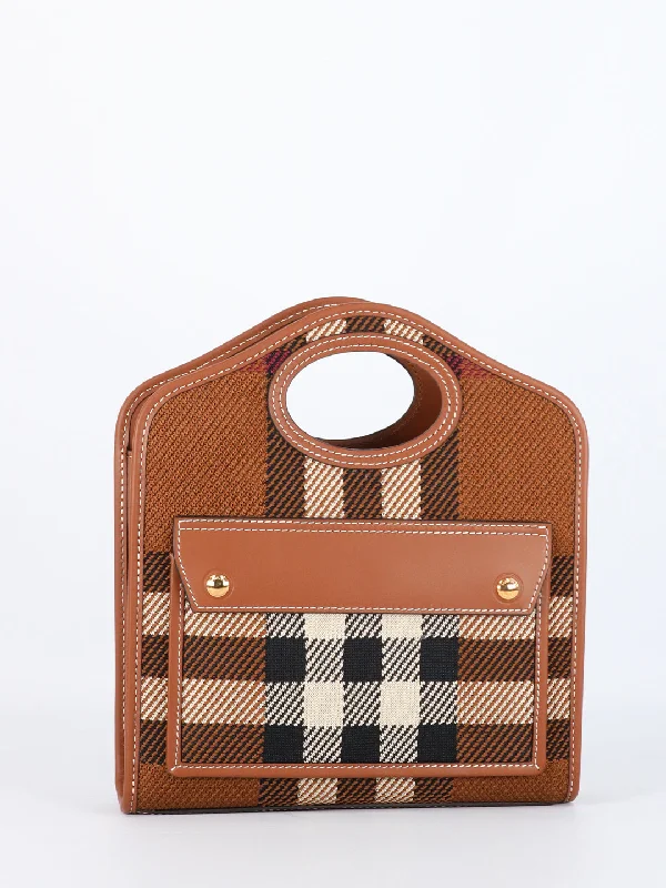 Women's Mini Check Pocket Bag in Brown | 8049138