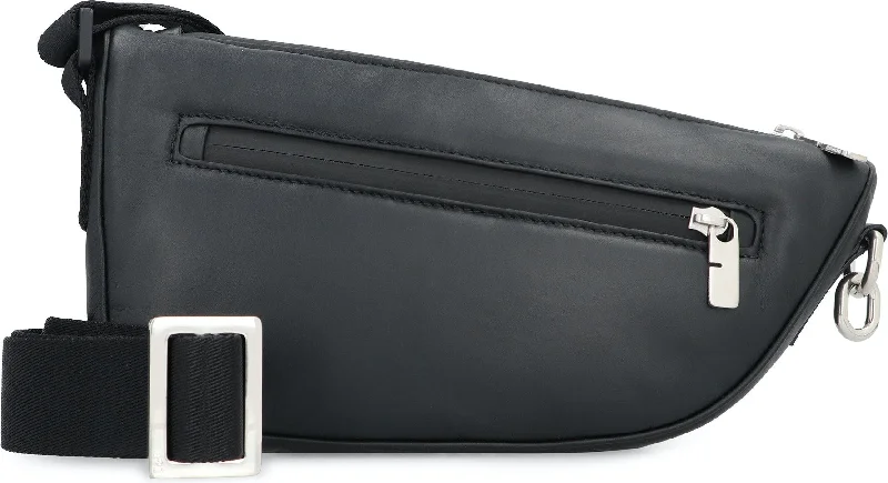 Men's Shield Leather Crossbody Bag in Black | 8078402146915 Color A1189