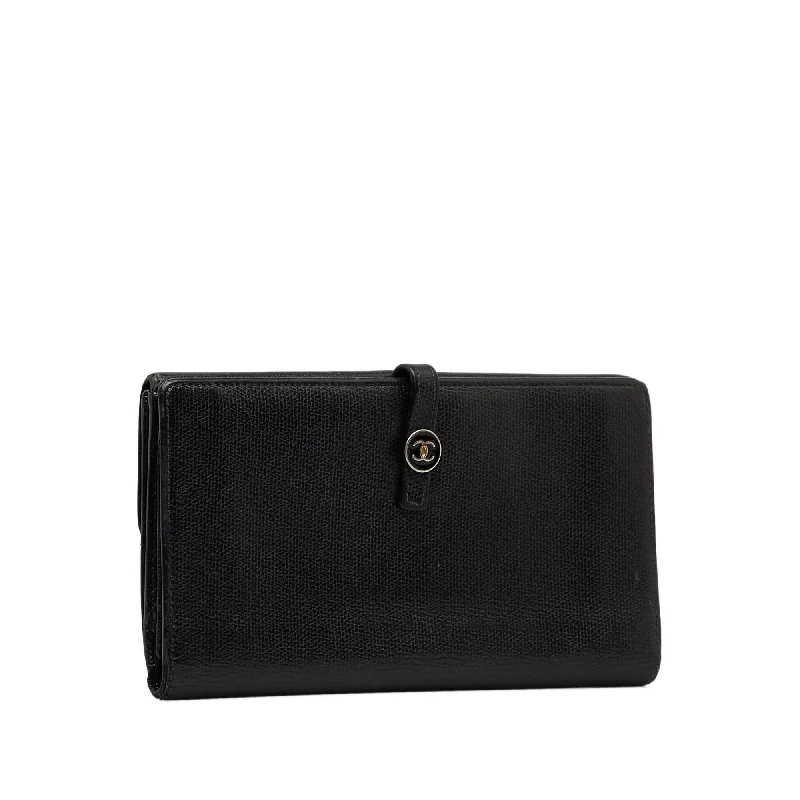 Chanel Coco Button Leather Long Wallet (Usp4W4)