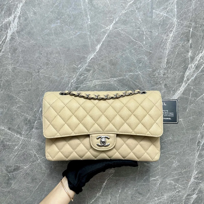 Caviar Medium Classic FlapChanel Caviar Medium Classic Flap Double Flap Beige SHW No 18 Double Flap Beige SHW No 18