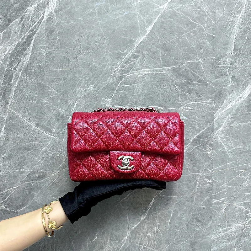 Caviar Mini Classic Flap Red SHW No 20