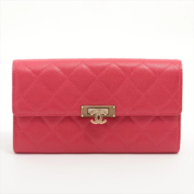 Chanel Coco Caviar S Wallet Pink Gold