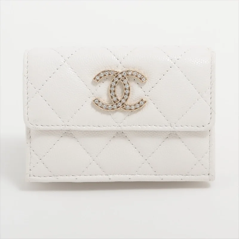 Chanel Matrasse Caviar S Compact Wallet White Gold  Random