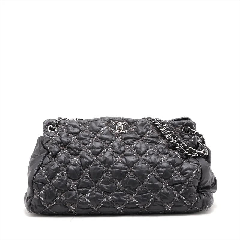 Chanel Parivision Nylon Chain Shoulder Bag Black Silver Gold  14th