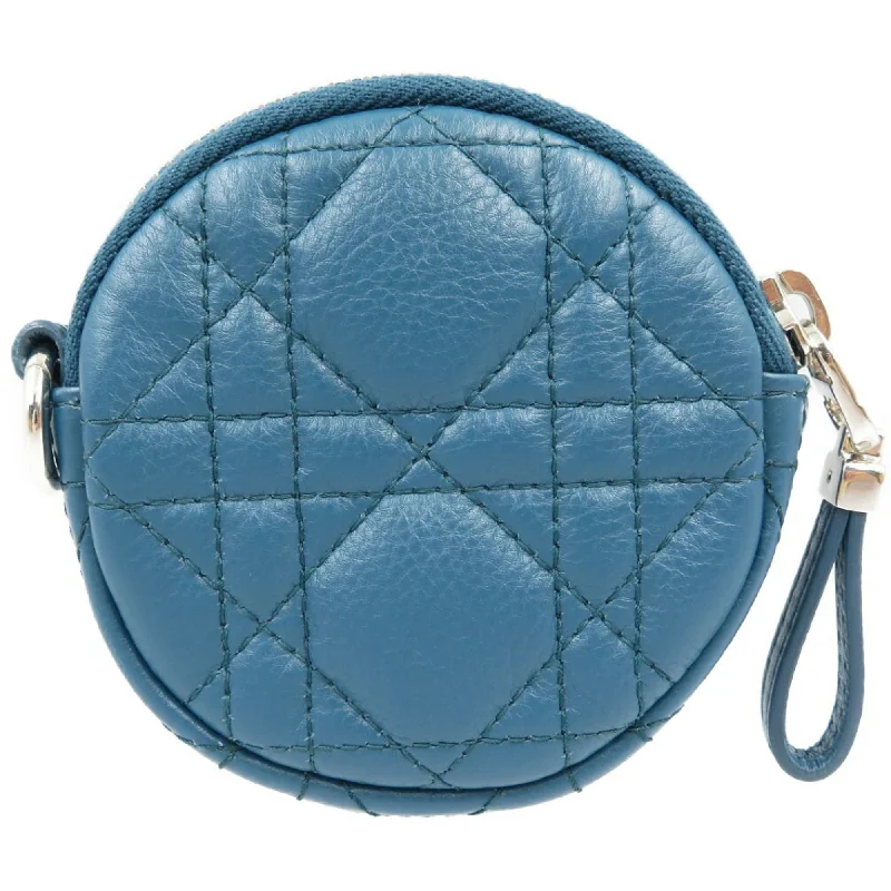 CHRISTIAN DIOR Cannage Leather Blue Coin Case