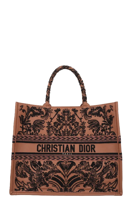 CHRISTIAN DIOR Large Book Tote Leather Brown Black