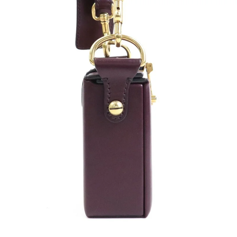 CHRISTIAN DIOR Crossbody Shoulder Bag Small Box Leather Bordeaux Women's 99566g