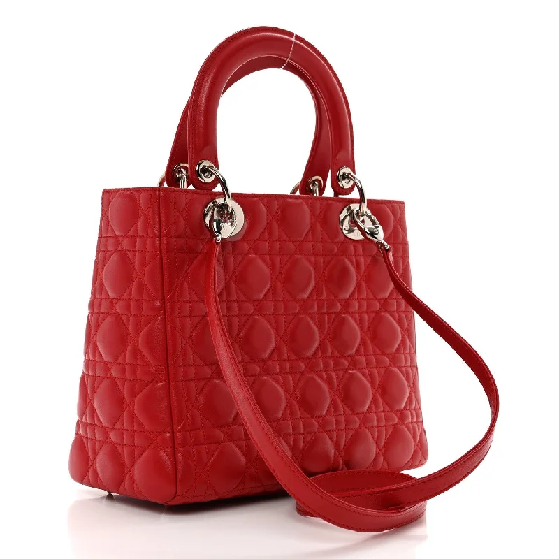 CHRISTIAN DIOR Lambskin Mini Lady Dior Red