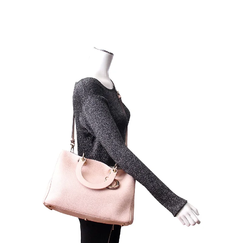 CHRISTIAN DIOR Leather Medium Diorissimo Tote Pink