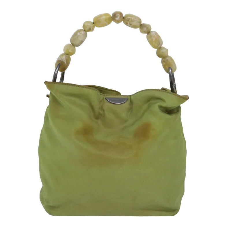 CHRISTIAN DIOR Maris Pearl Hand Bag Nylon Green Auth 79559