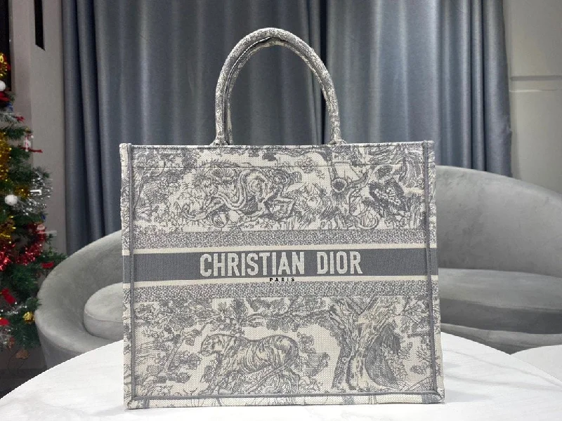 Christian Dior Large Book Tote Gray Multicolotr