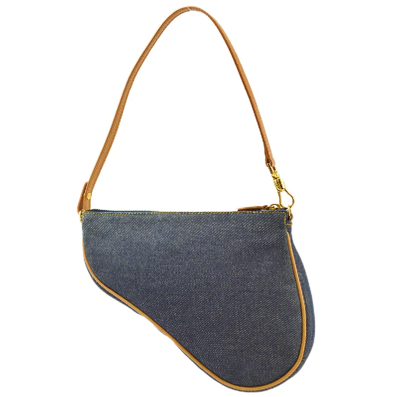 Christian Dior Blue Denim Saddle Handbag